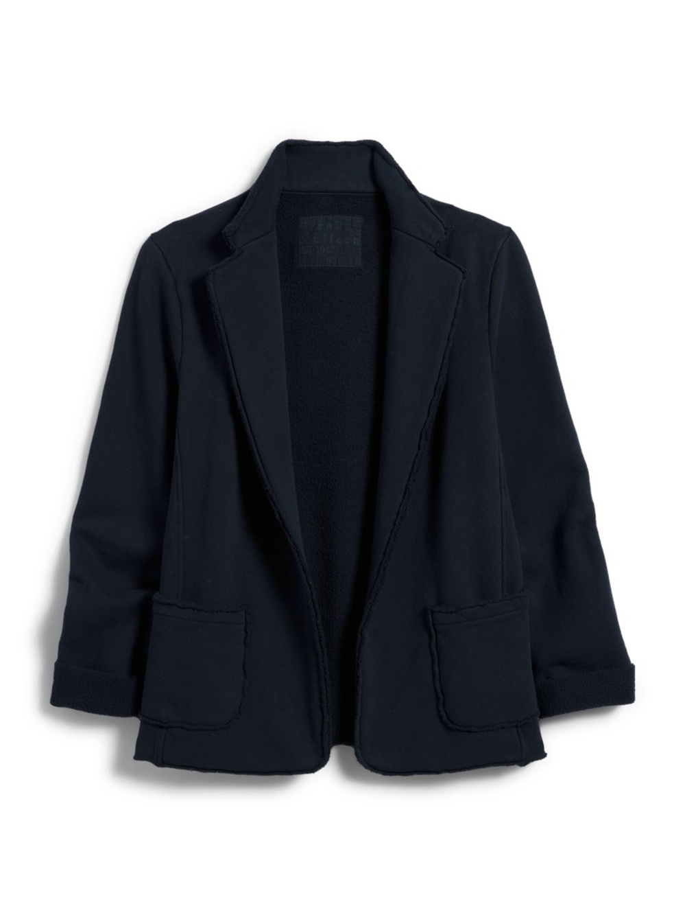 Frank & Eileen Black Dublin Open Front Cotton Sweatshirt Blazer Women’s Size M